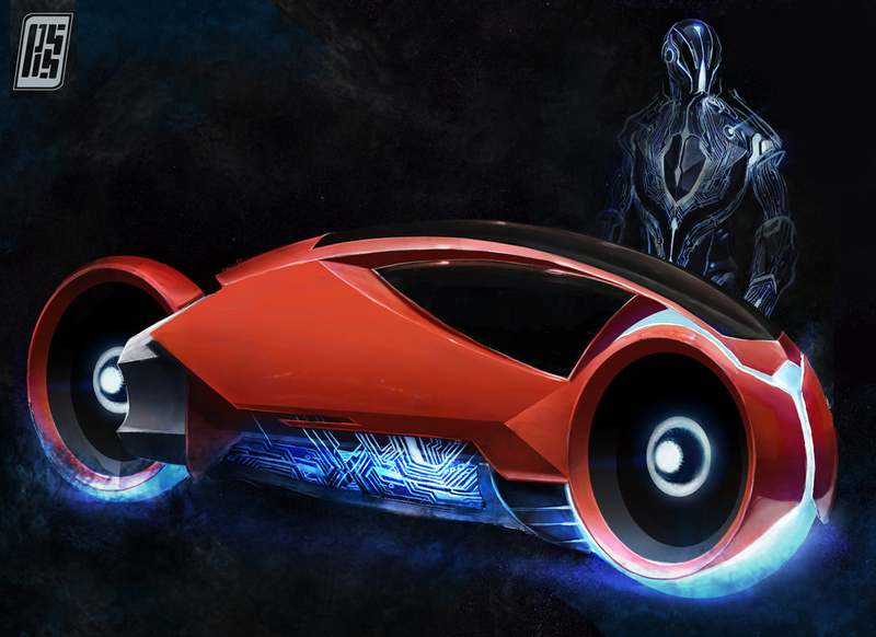 Illustration for article titled DeLoreans, Light Cycles and Landspeeders: Gorgeous Fan Art of Science Fiction's Coolest Rides